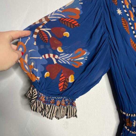 FARM Rio Navy Maxi Dress with Blue and Rust Floral Print - Picture 8 of 8